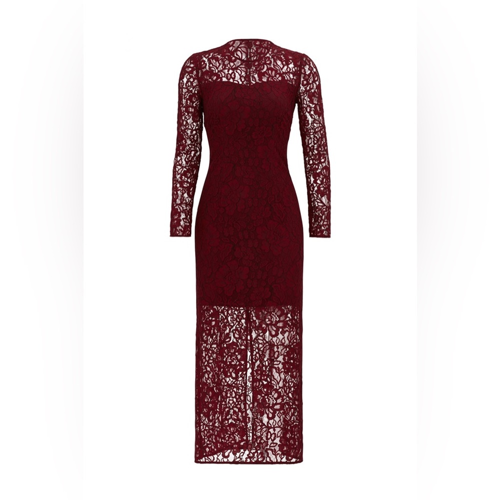 Cynthia Rowley Burgundy Lace Long Sleeve Dress